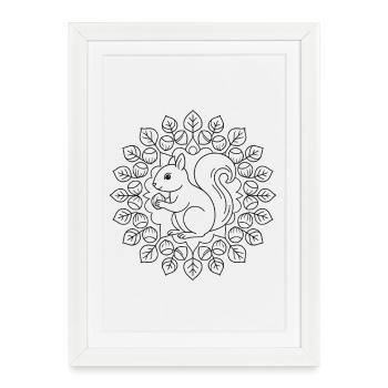 Squirrel Hazelnut Mandala for coloring - Framed poster (27 × 37 cm) - white - Front