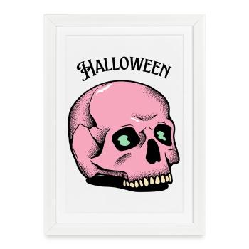 Crâne Rose Halloween Cadeau Gothique - Affiche encadrée (27 × 37 cm) - blanc - Devant