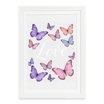 Amour Pourpre : Magie du Papillon - Affiche encadrée (27 × 37 cm) - blanc - Devant