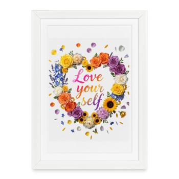 Love Your Self Blossom Heart Design - Affiche encadrée (27 × 37 cm) - blanc - Devant