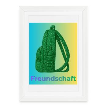 Freundschaft Glitzer Rucksack grün - Gerahmtes Poster (27 × 37 cm) - Weiß - Vorne