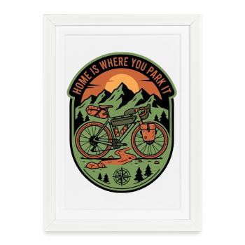 La maison, c’est là où on le gare Gravel Bike - Affiche encadrée (27 × 37 cm) - blanc - Devant