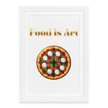 La nourriture est de l’art ... Pizza Margherita - Affiche encadrée (27 × 37 cm) - blanc - Devant