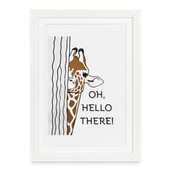 OH, BONJOUR Girafe - Affiche encadrée (27 × 37 cm) - blanc - Devant