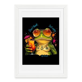 Cocktail Grenouille Ensoleillée - Affiche encadrée (27 × 37 cm) - blanc - Devant