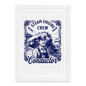 Motif de locomotive à vapeur nostalgique - Affiche encadrée (27 × 37 cm) - blanc - Devant
