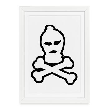 ski crâne de masque - Affiche encadrée (27 × 37 cm) - blanc - Devant