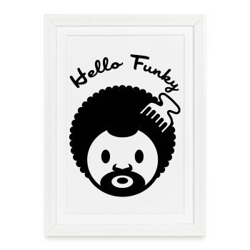 Hello funky - Framed poster (27 × 37 cm) - white - Front