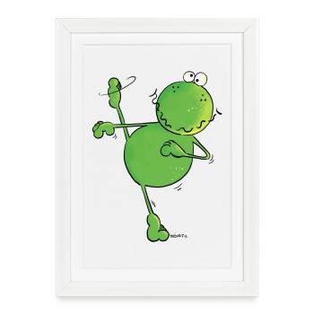 Dancing Frog - Grenouille - Affiche encadrée (27 × 37 cm) - blanc - Devant