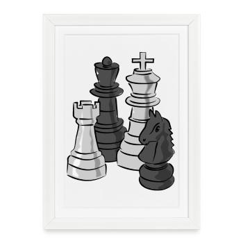 échecs - Affiche encadrée (27 × 37 cm) - blanc - Devant
