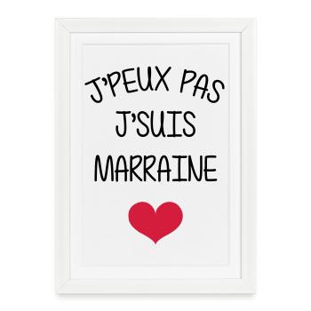 Marraine Parrain Bébé Naissance Tante Amour - Affiche encadrée (27 × 37 cm) - blanc - Devant