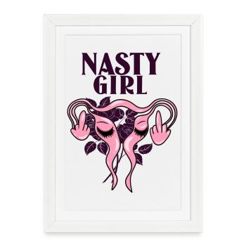 Nasty Girl féminisme baise l'utérus - Affiche encadrée (27 × 37 cm) - blanc - Devant