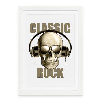Classic Rock Skull With Headphones Design - Gerahmtes Poster (27 × 37 cm) - Weiß - Vorne