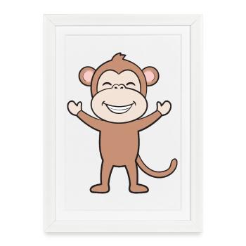 Singes singes - Affiche encadrée (27 × 37 cm) - blanc - Devant