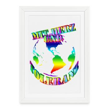 avec cœur et tolérance Monde - Affiche encadrée (27 × 37 cm) - blanc - Devant