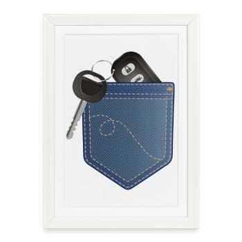 Clé de voiture avec télécommande dans votre poche - Affiche encadrée (27 × 37 cm) - blanc - Devant
