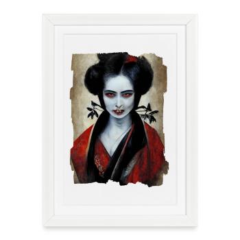 Geisha Vampire - Affiche encadrée (27 × 37 cm) - blanc - Devant