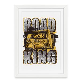 Tour en voiture Road King - Affiche encadrée (27 × 37 cm) - blanc - Devant
