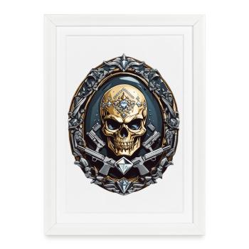 Skull with diamonds - Framed poster (27 × 37 cm) - white - Front