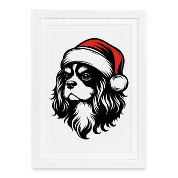 Cavalier King Christmas - Elegant Gift - Framed poster (27 × 37 cm) - white - Front