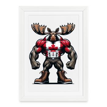 Canada elk with national flag - Framed poster (27 × 37 cm) - white - Front