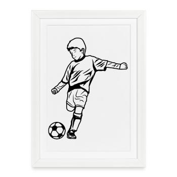 Croquis de garçon de football - Affiche encadrée (27 × 37 cm) - blanc - Devant