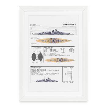 Cuirassé Tirpitz - Kriegsmarine Allemand - Affiche encadrée (27 × 37 cm) - blanc - Devant