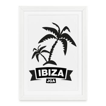 IBIZA – Enterrement de vie de garçon sous les palmiers - Affiche encadrée (27 × 37 cm) - blanc - Devant