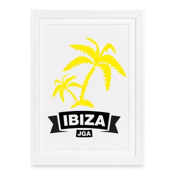 IBIZA – Enterrement de vie de garçon sous les palmiers - Affiche encadrée (27 × 37 cm) - blanc - Devant