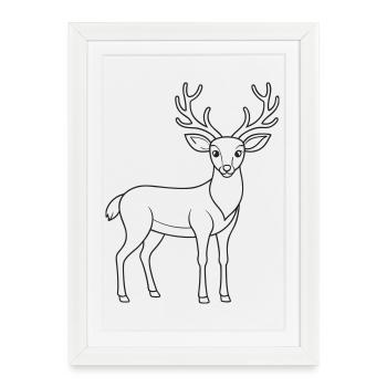 Elegant Deer Line Drawing for Nature Themes - Framed poster (27 × 37 cm) - white - Front