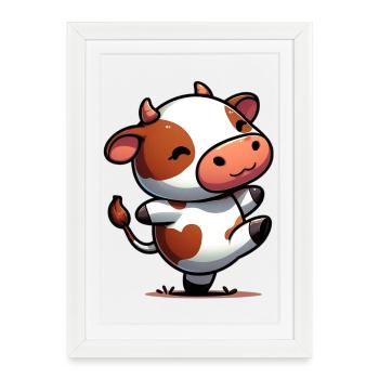 Vache - Affiche encadrée (27 × 37 cm) - blanc - Devant