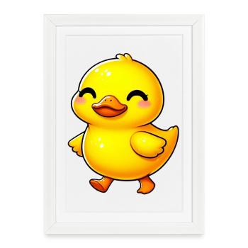 Caneton Canard Canard Canard - Affiche encadrée (27 × 37 cm) - blanc - Devant