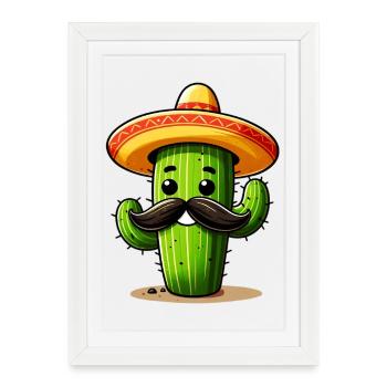 Cactus - Affiche encadrée (27 × 37 cm) - blanc - Devant
