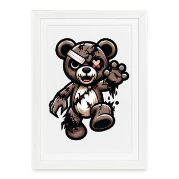 Ours en peluche échevelé avec cicatrice - Affiche encadrée (27 × 37 cm) - blanc - Devant