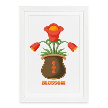 Pot de fleurs en fleurs – Splendeur florale vibrante - Affiche encadrée (27 × 37 cm) - blanc - Devant
