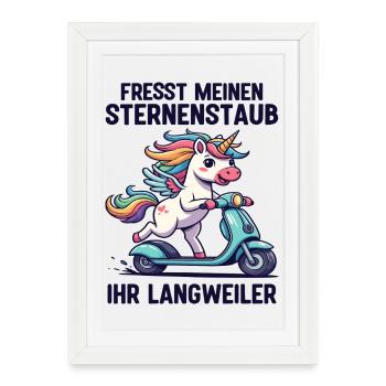 Trottinette Licorne - Affiche encadrée (27 × 37 cm) - blanc - Devant