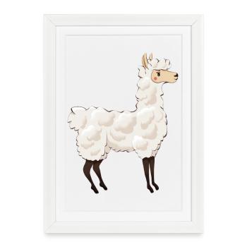 Llama - Framed poster (27 × 37 cm) - white - Front
