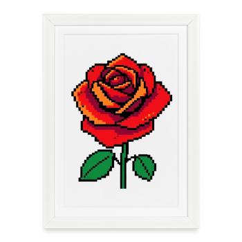 Rose Pixel - Affiche encadrée (27 × 37 cm) - blanc - Devant