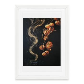 Enveloppe automnale fumée de tabac Illustration Runes - Affiche encadrée (27 × 37 cm) - blanc - Devant