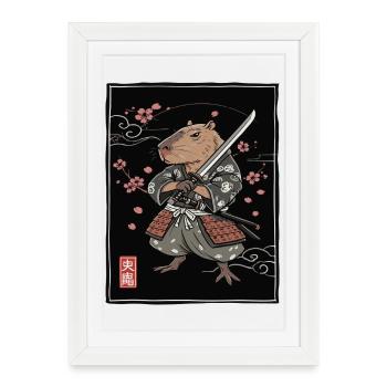 Illustration de furet de samouraï - Affiche encadrée (27 × 37 cm) - blanc - Devant