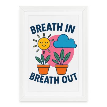 Souffle Soleil Plantes Motif - Affiche encadrée (27 × 37 cm) - blanc - Devant
