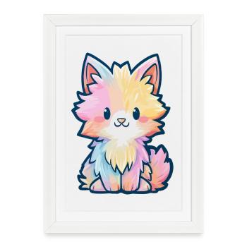 Pastel Rainbow Fluff Kitten - Framed poster (27 × 37 cm) - white - Front