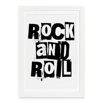 Rock'n'Roll-Logo mit fettem und distressed-Logo - Gerahmtes Poster (27 × 37 cm) - Weiß - Vorne