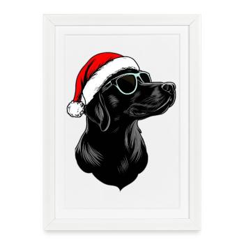 Chiens Noël / Père Noël Chien - Affiche encadrée (27 × 37 cm) - blanc - Devant