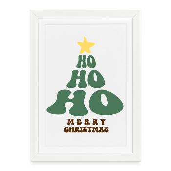 Joyeux Noël Ho Ho Ho Sapin de Noël - Affiche encadrée (27 × 37 cm) - blanc - Devant