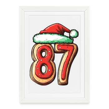 Biscuit de Noël à 87 chiffres - Affiche encadrée (27 × 37 cm) - blanc - Devant
