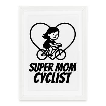 Super Maman Cycliste – Cœur de Vélo - Affiche encadrée (27 × 37 cm) - blanc - Devant