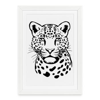 Leopard schwarz Geschenk Weihnachten  - Gerahmtes Poster (27 × 37 cm) - Weiß - Vorne