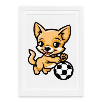 Caricature Kicker Chihuahua - Affiche encadrée (27 × 37 cm) - blanc - Devant