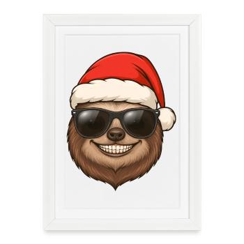 Concept cadeau de portrait de Noël de Cool Sloth - Affiche encadrée (27 × 37 cm) - blanc - Devant